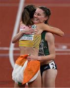 19 August 2022; Ciara Mageean of Ireland, right, is congratulated by Hanna Klein of Germany after finishing second in the Women's 1500m Final during day 9 of the European Championships 2022 at the Olympiastadion in Munich, Germany. Photo by David Fitzgerald/Sportsfile
