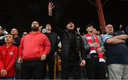 19 August 2022; Shelbourne supporters during the SSE Airtricity League Premier Division match between Shelbourne and Bohemians at Tolka Park in Dublin. Photo by Ramsey Cardy/Sportsfile