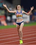19 August 2022; Laura Muir of Great Britain celebrates winning  the Women's 1500m Final during day 9 of the European Championships 2022 at the Olympiastadion in Munich, Germany. Photo by David Fitzgerald/Sportsfile