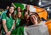 19 August 2022; Ciara Mageean of Ireland celebrates with supporters after finishing second in the Women's 1500m Final during day 9 of the European Championships 2022 at the Olympiastadion in Munich, Germany. Photo by Ben McShane/Sportsfile