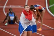 19 August 2022; Femke Bol of Netherlands celebrates after winning Women's 400m Hurdles Final during day 9 of the European Championships 2022 at the Olympiastadion in Munich, Germany. Photo by Ben McShane/Sportsfile