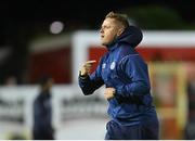 19 August 2022; Shelbourne manager Damien Duff acknowledges the supporters after his side's draw in the SSE Airtricity League Premier Division match between Shelbourne and Bohemians at Tolka Park in Dublin. Photo by Ramsey Cardy/Sportsfile