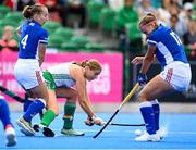 20 August 2022; Katie Mullan of Ireland shoots to score her side's first goal during the Women's 2022 EuroHockey Championship Qualifier match between Ireland and Czech Republic at Sport Ireland Campus in Dublin. Photo by Stephen McCarthy/Sportsfile
