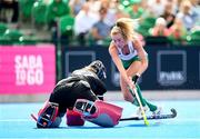 20 August 2022; Niamh Carey of Ireland in action against Barbora Cechakova of Czech Republic during the Women's 2022 EuroHockey Championship Qualifier match between Ireland and Czech Republic at Sport Ireland Campus in Dublin. Photo by Stephen McCarthy/Sportsfile