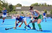 20 August 2022; Róisín Upton of Ireland in action against Kateria Basova of Czech Republic during the Women's 2022 EuroHockey Championship Qualifier match between Ireland and Czech Republic at Sport Ireland Campus in Dublin. Photo by Stephen McCarthy/Sportsfile