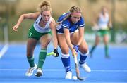 20 August 2022; Adéla Kozísková of Czech Republic in action against Niamh Carey of Ireland during the Women's 2022 EuroHockey Championship Qualifier match between Ireland and Czech Republic at Sport Ireland Campus in Dublin. Photo by Stephen McCarthy/Sportsfile