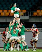 20 August 2022; Nichola Fryday of Ireland wins a lineout during the Women's Rugby Summer Tour match between Japan and Ireland at Ecopa Stadium in Shizouka, Japan. Photo by Sportsfile