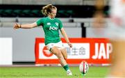 20 August 2022; Dannah O'Brien of Ireland kicks a conversion during the Women's Rugby Summer Tour match between Japan and Ireland at Ecopa Stadium in Shizouka, Japan. Photo by Sportsfile
