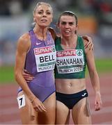 20 August 2022; Louise Shanahan of Ireland, right, and Alexandra Bell of Great Britain after the Women's 800m Final during day 10 of the European Championships 2022 at the Olympiastadion in Munich, Germany. Photo by Ben McShane/Sportsfile