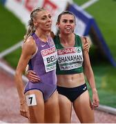 20 August 2022; Louise Shanahan of Ireland, right, and Alexandra Bell of Great Britain after the Women's 800m Final during day 10 of the European Championships 2022 at the Olympiastadion in Munich, Germany. Photo by David Fitzgerald/Sportsfile