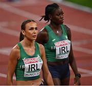 20 August 2022; Sharlene Mawdsley, left, and Rhasidat Adeleke of Ireland before the Women's 4x400m Relay Final during day 10 of the European Championships 2022 at the Olympiastadion in Munich, Germany. Photo by David Fitzgerald/Sportsfile