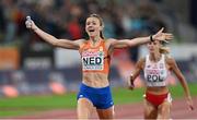 20 August 2022; Femke Bol of Netherlands celebrates after winning the Women's 4x400m Relay Final during day 10 of the European Championships 2022 at the Olympiastadion in Munich, Germany. Photo by Ben McShane/Sportsfile