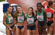 20 August 2022; The Ireland team, from left, Sharlene Mawdsley, Sophie Becker, Phil Healy and Rhasidat Adeleke after the Women's 4x400m Relay Final during day 10 of the European Championships 2022 at the Olympiastadion in Munich, Germany. Photo by David Fitzgerald/Sportsfile