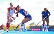 21 August 2022; Bianca Strubbe of Poland in action against  Veronika Novakova of Czech Republic during the Women's 2022 EuroHockey Championship Qualifier match between Poland and Czech Republic at Sport Ireland Campus in Dublin. Photo by Stephen McCarthy/Sportsfile