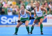20 August 2022; Róisín Upton, left, and Deirdre Duke of Ireland during the Women's 2022 EuroHockey Championship Qualifier match between Ireland and Czech Republic at Sport Ireland Campus in Dublin. Photo by Stephen McCarthy/Sportsfile