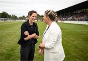 16 August 2022; Jockey Rachael Blackmore and Ursula Jacob, selector with Davy Russell's Best, during the Hurling for Cancer Research 2022 match at St Conleth's Park in Newbridge, Kildare. Photo by Stephen McCarthy/Sportsfile