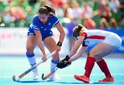 21 August 2022; Katerine Topinkova of Czech Republic in action against Daria Skoraszewska of Poland during the Women's 2022 EuroHockey Championship Qualifier match between Poland and Czech Republic at Sport Ireland Campus in Dublin. Photo by Stephen McCarthy/Sportsfile