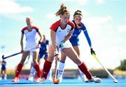 21 August 2022; Monika Polewczak of Poland and Nikol Babická of Czech Republic during the Women's 2022 EuroHockey Championship Qualifier match between Poland and Czech Republic at Sport Ireland Campus in Dublin. Photo by Stephen McCarthy/Sportsfile