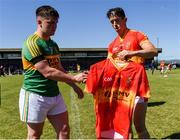 21 August 2022; Pat Molloy, Captain of Moycarkey-Borris presents a jersey signed by all the Moycarkey players to Jason O’Dwyer of Clonoulty Rossmore prior to the Tipperary County Senior Hurling Championship - Group 1 Round 3 match between Clonoulty Rossmore and Moycarkey at Boherlahan - Dualla GAA Sports Centre in Ardmayle East, Tipperary. Photo by Tom Beary/Sportsfile