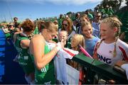 21 August 2022; Katie Mullan of Ireland signs autographs for young supporters after the Women's 2022 EuroHockey Championship Qualifier match between Ireland and Turkey at Sport Ireland Campus in Dublin. Photo by Stephen McCarthy/Sportsfile