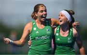 21 August 2022; Naomi Carroll, right, and Katie Mullan of Ireland celebrate after the Women's 2022 EuroHockey Championship Qualifier match between Ireland and Turkey at Sport Ireland Campus in Dublin. Photo by Stephen McCarthy/Sportsfile