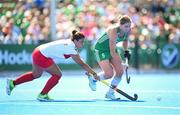 21 August 2022; Katie Mullan of Ireland in action against Kubra Guzelal of Turkey during the Women's 2022 EuroHockey Championship Qualifier match between Ireland and Turkey at Sport Ireland Campus in Dublin. Photo by Stephen McCarthy/Sportsfile