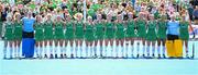 21 August 2022; Ireland players stand for Irelands Call during the Women's 2022 EuroHockey Championship Qualifier match between Ireland and Turkey at Sport Ireland Campus in Dublin. Photo by Stephen McCarthy/Sportsfile