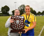 20 August 2022; Jenny Claffey of Terenure Rangers and her brother Mark celebrate after the FAI Women's Intermediate Shield Final 2022 match between Terenure Rangers and Corrib Celtic FC at Leah Victoria Park in Tullamore, Offaly. Photo by Ray McManus/Sportsfile