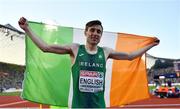 21 August 2022; Mark English of Ireland celebrates after winning bronze in the Men's 800m Final during day 11 of the European Championships 2022 at the Olympiastadion in Munich, Germany. Photo by Ben McShane/Sportsfile