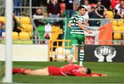 21 August 2022; Aaron Greene of Shamrock Rovers celebrates after scoring his side's first goal during the SSE Airtricity League Premier Division match between Shamrock Rovers and Dundalk at Tallaght Stadium in Dublin. Photo by Stephen McCarthy/Sportsfile