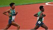 21 August 2022; Hiko Tonosa Haso, right, and Efrem Gidey of Ireland during the Men's 10000m Final during day 11 of the European Championships 2022 at the Olympiastadion in Munich, Germany. Photo by David Fitzgerald/Sportsfile