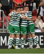 21 August 2022; Shamrock Rovers players celebrates after Richie Towell scored their second goal during the SSE Airtricity League Premier Division match between Shamrock Rovers and Dundalk at Tallaght Stadium in Dublin. Photo by Stephen McCarthy/Sportsfile