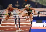 21 August 2022; Sarah Lavin of Ireland, right, during the Women's 100m Hurdles Final during day 11 of the European Championships 2022 at the Olympiastadion in Munich, Germany. Photo by Ben McShane/Sportsfile