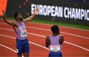 21 August 2022; Team Great Britain celebrate after winning the Men's 4x100m Relay Final during day 11 of the European Championships 2022 at the Olympiastadion in Munich, Germany. Photo by David Fitzgerald/Sportsfile