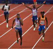 21 August 2022; Nethaneel Mitchell Blake of Great Britain on the way to winning the Men's 4x100m Relay Final during day 11 of the European Championships 2022 at the Olympiastadion in Munich, Germany. Photo by David Fitzgerald/Sportsfile