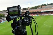 19 August 2022; A general view of a camera during the SSE Airtricity League Premier Division match between Shelbourne and Bohemians at Tolka Park in Dublin. Photo by Ramsey Cardy/Sportsfile