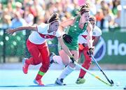 21 August 2022; Róisín Upton of Ireland in action against Perihan Kucukkoc of Turkey during the Women's 2022 EuroHockey Championship Qualifier match between Ireland and Turkey at Sport Ireland Campus in Dublin. Photo by Stephen McCarthy/Sportsfile
