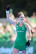 21 August 2022; Róisín Upton of Ireland celebrates her side's opening goal, scored by Niamh Carey, not pictured, during the Women's 2022 EuroHockey Championship Qualifier match between Ireland and Turkey at Sport Ireland Campus in Dublin. Photo by Stephen McCarthy/Sportsfile