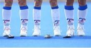 21 August 2022; A detailed view of the socks worn by members of the Czech Republic team during the Women's 2022 EuroHockey Championship Qualifier match between Poland and Czech Republic at Sport Ireland Campus in Dublin. Photo by Stephen McCarthy/Sportsfile