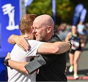 20 August 2022; Gray and Brendan Boylan, both from Kildare, celebrate after finishing the Irish Life Dublin Race Series Frank Duffy 10 Mile in Phoenix Park in Dublin. Photo by Sam Barnes/Sportsfile