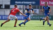 20 August 2022; Conor Moore of Leinster in action against Ryan Delaney of Munster during the U18 Clubs Interprovincial Series 2022 match between Leinster and Munster at Energia Park in Dublin. Photo by Piaras Ó Mídheach/Sportsfile
