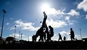 25 August 2022; A general view of lineout practice during a training session on day one of the Leinster Rugby 12 Counties Tour at Ashbourne RFC in Ashbourne, Meath. Photo by Brendan Moran/Sportsfile