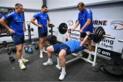 25 August 2022; Scott Penny, Max Deegan, Ed Byrne and Ross Molony during a gym session on day one of the Leinster Rugby 12 Counties Tour at Ashbourne RFC in Ashbourne, Meath. Photo by Brendan Moran/Sportsfile