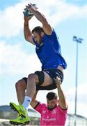 25 August 2022; Jason Jenkins and Michael Milne during a training session on day one of the Leinster Rugby 12 Counties Tour at Ashbourne RFC in Ashbourne, Meath. Photo by Brendan Moran/Sportsfile