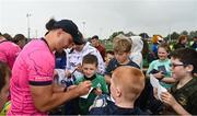 25 August 2022; James Lowe signs autographs during an open training session on day one of the Leinster Rugby 12 Counties Tour at Longford RFC in Longford. Photo by Harry Murphy/Sportsfile