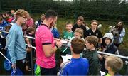 25 August 2022; Will Connors meets supporters during an open training session on day one of the Leinster Rugby 12 Counties Tour at Longford RFC in Longford. Photo by Harry Murphy/Sportsfile