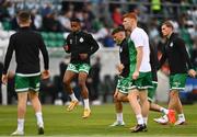 25 August 2022; Aidomo Emakhu of Shamrock Rovers warming up before the UEFA Europa League Play-Off Second Leg match between Shamrock Rovers and Ferencvaros at Tallaght Stadium in Dublin. Photo by Eóin Noonan/Sportsfile