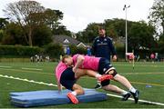 25 August 2022; Martin Moloney, right, during an open training session on day one of the Leinster Rugby 12 Counties Tour at Longford RFC in Longford. Photo by Harry Murphy/Sportsfile