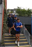 26 August 2022; Max O'Reilly and Leinster players walk to the bus on day two of the Leinster Rugby 12 Counties Tour at the Midlands Park Hotel in Portlaoise, Laois. Photo by Harry Murphy/Sportsfile