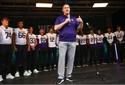 26 August 2022; Northwestern Wildcats manager Pat Fitzgerald during the pep-rally at Merrion Square in Dublin ahead of the the Aer Lingus College Football Classic 2022 match between Northwestern Wildcats and Nebraska Cornhuskers. Photo by David Fitzgerald/Sportsfile